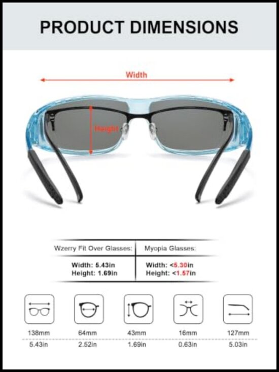 Fit Over Glasses Polarized Sunglasses UV400 Protection Wrap-Around Driving main image 6